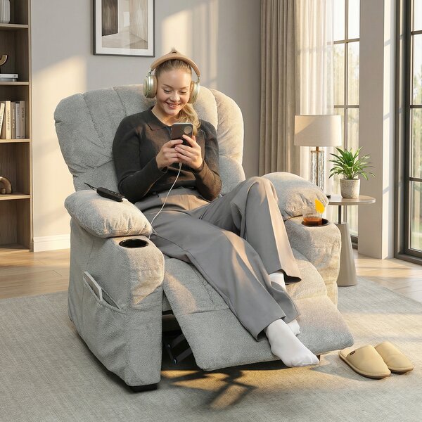 HOMCOM Poltrona Relax Elettrica Reclinabile 150° con Poggiapiedi, Seduta Ampia, Silenziosa, Velluto, Grigio | Aosom Italy