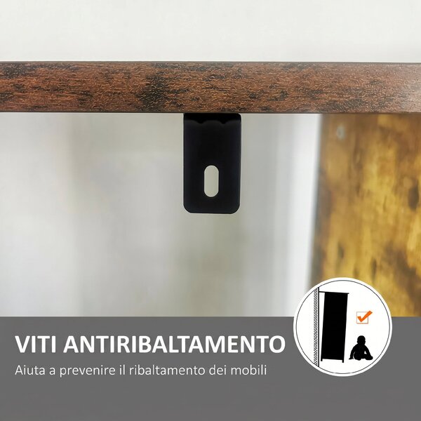 HOMCOM Libreria Industriale a 5 Ripiani con Scomparti Aperti per Ufficio, Soggiorno e Camera da Letto, Marrone Rustico e Nero | Aosom Italy