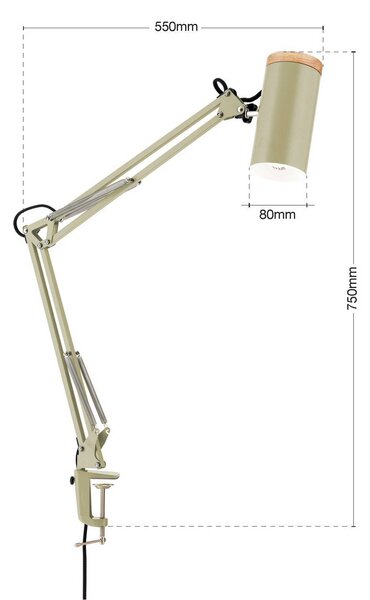 ORION Lampada con clip Gili, Verde, Studio / Ufficio, Metallo, Moderno, Lampada con morsetto
