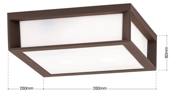 ORION Lampada da esterno Henry, corten, alluminio pressofuso, E27, IP44 dimmerabile, Marrone / Ruggine, Alluminio, Moderno, Plafoniera