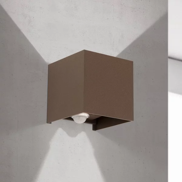 ORION Applique da esterni LED Cube-S, corten, metallo, sensore Cube-S, Marrone / Ruggine, Alluminio, Moderno