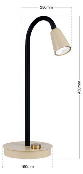 ORION Lampada da scrivania Dotty, dimmerabile, Crema / Ambra, Soggiorno / Sala da pranzo, Metallo, Moderno, Lampada da tavolo