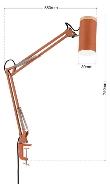 ORION Lampada con clip Gili, Rosso, Studio / Ufficio, Metallo, Moderno, Lampada con morsetto