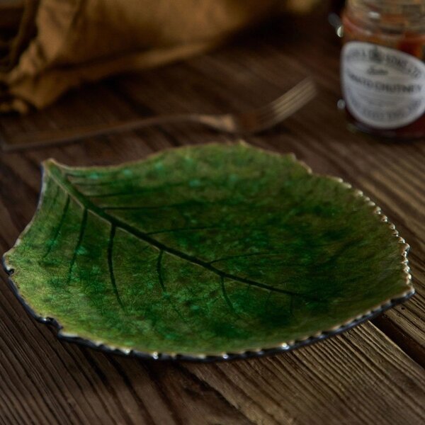 Piatto in gres verde, 19 x 22 cm Riviera - Costa Nova