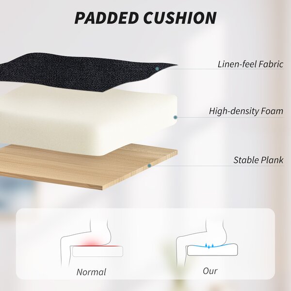 HOMCOM Sedia Ufficio Ergonomica in Tessuto Effetto Lino, Altezza Regolabile, Funzione Dondolo, Capacità 120 kg, Nero | Aosom Italy