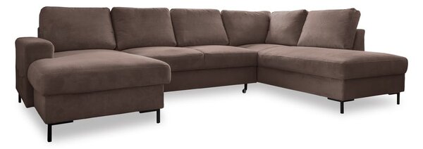Divano letto in velluto a coste marrone (angolo destro) Lofty Lilly - Miuform