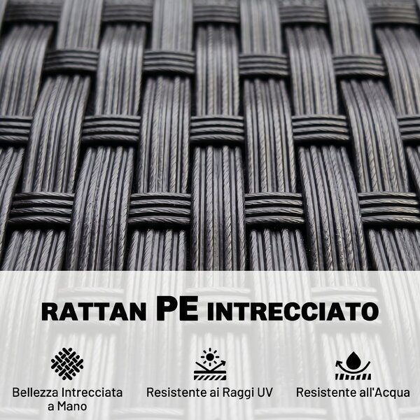 Outsunny Divanetto per Esterni 2 Posti con Tavolino da Caffè, in Acciaio e Rattan PE, 137x59x82 cm, Nero|Aosom