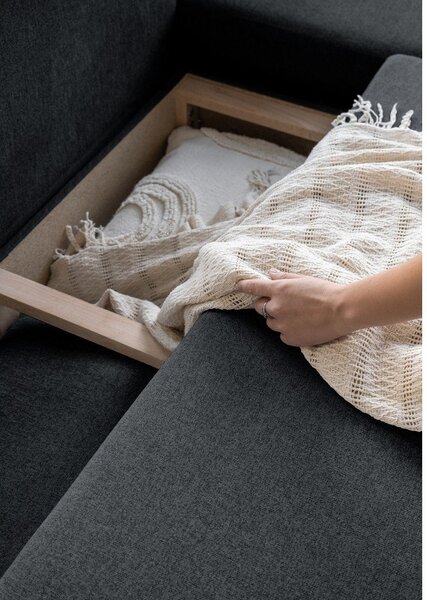 Divano letto a U grigio scuro, angolo destro Scandic Lagom - Miuform