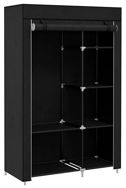 HOMCOM Armadio Guardaroba Portatile in Tessuto con 6 Ripiani Aperti e un Appendino, 103x43x162.5 cm, Nero