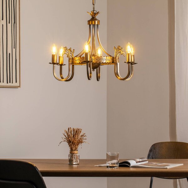 Lampadario a soffitto Castle Jupiter, dimmerabile, Bronzo / Ottone antico, Soggiorno / Sala da pranzo, Metallo, Antico, Lampadario