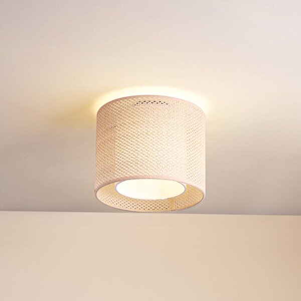 Plafoniera soffitto Soula Lindby, dimmerabile, Crema / Ambra, Soggiorno / Sala da pranzo, Plastica, Campagna / Rustiche, Plafoniera