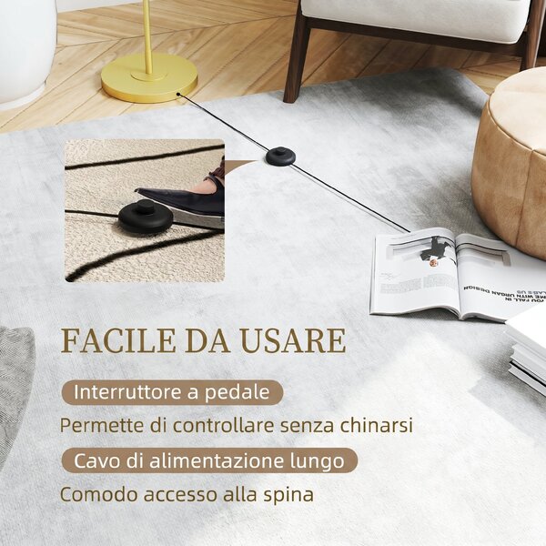 HOMCOM Lampada da Terra Arcuata con Paralume in Tessuto Effetto Lino e Acciaio con Interruttore a Pedale, Oro | Aosom Italy