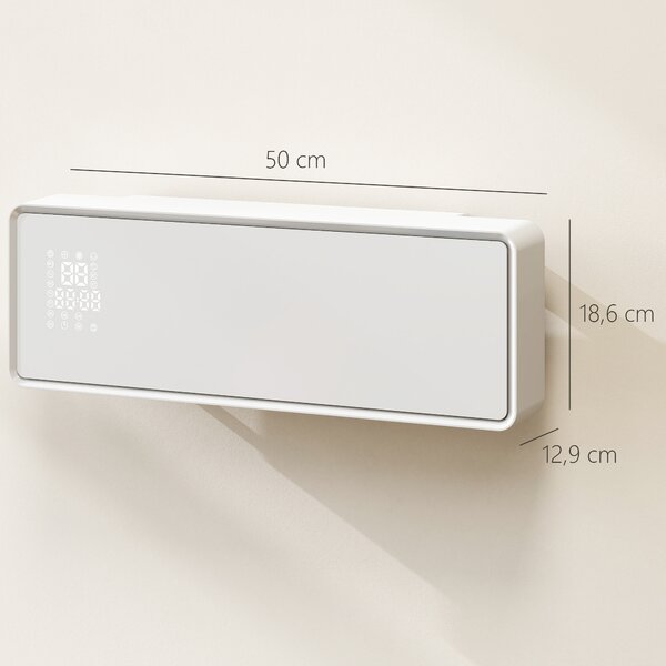 HOMCOM Stufa Ceramica 2000W a Parete con 3 Modalità, Temperatura Regolabile, Timer, Telecomando, Blocco Bambini, Bianco | Aosom Italy