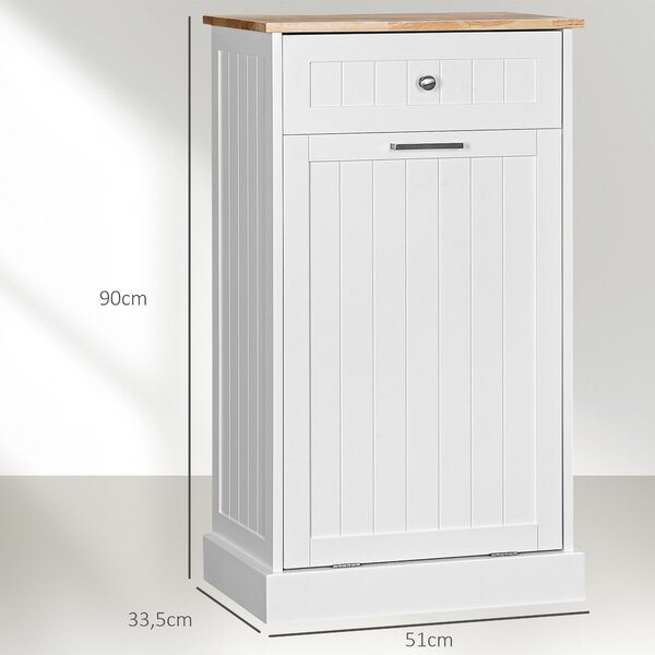 HOMCOM Credenza Cucina, Mobile Cucina con Supporto per Bidoni della Spazzatura da 38 Litri, Cassetto, Bianco | Aosom Italy