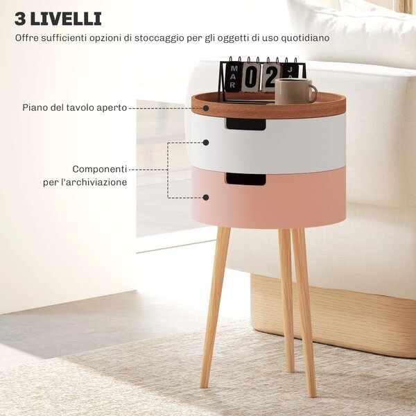 HOMCOM Set 2 Tavolini da Caffè a 3 livelli, con 2 Vani Contenitore e Piano Superiore a Vassoio, Multicolore | Aosom Italy