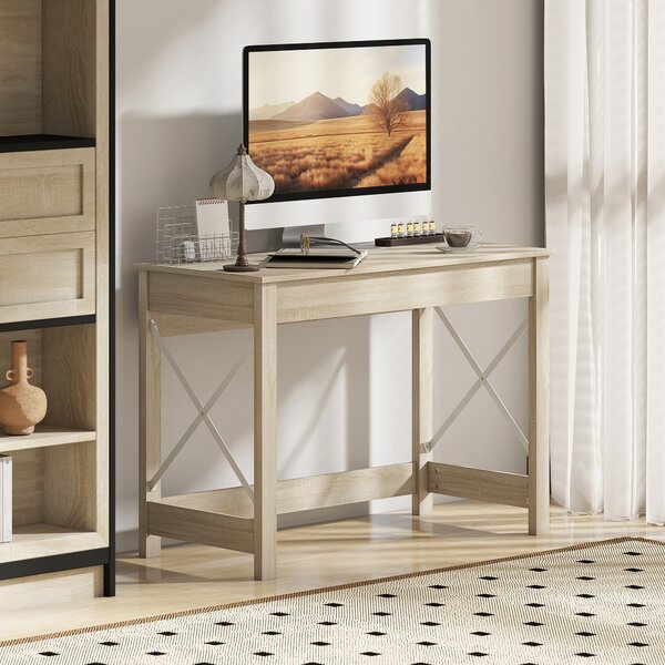 HOMCOM Scrivania Moderna Scrivania Scrivania per Computer Facile da Montare per Ufficio Studio 105x50x76 cm Naturale | Aosom Italy