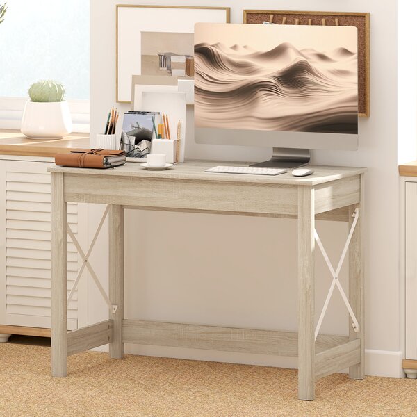 HOMCOM Scrivania Moderna Scrivania Scrivania per Computer Facile da Montare per Ufficio Studio 105x50x76 cm Naturale | Aosom Italy
