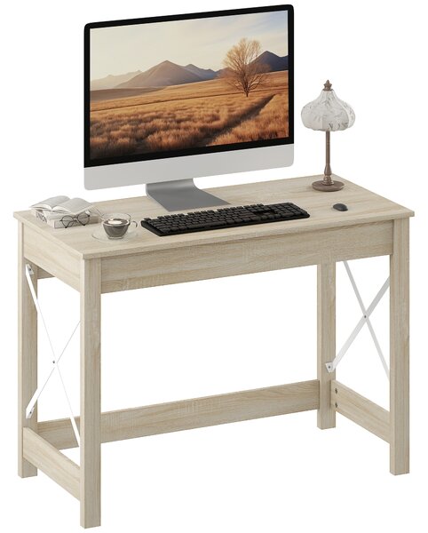 HOMCOM Scrivania Moderna Scrivania Scrivania per Computer Facile da Montare per Ufficio Studio 105x50x76 cm Naturale | Aosom Italy