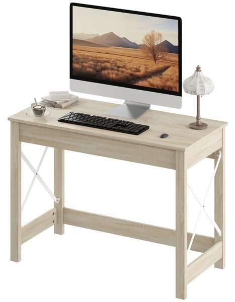 HOMCOM Scrivania Moderna Scrivania Scrivania per Computer Facile da Montare per Ufficio Studio 105x50x76 cm Naturale | Aosom Italy