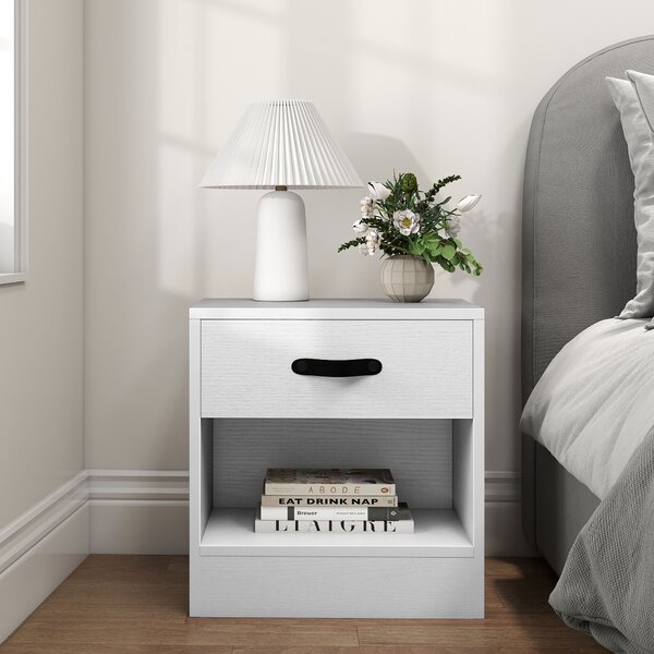 HOMCOM Set di 2 Comodini con Cassetti e Scomparto Aperto per Soggiorno 39x28x41 cm Bianco | Aosom Italy