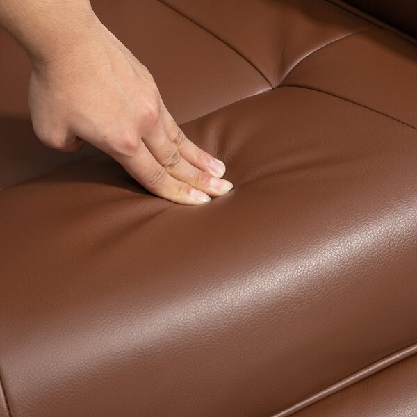 HOMCOM Poltrona relax reclinabile poggiapiedi regolabile girevole 360° base in legno rivestimento sintetico marrone | Aosom Italy