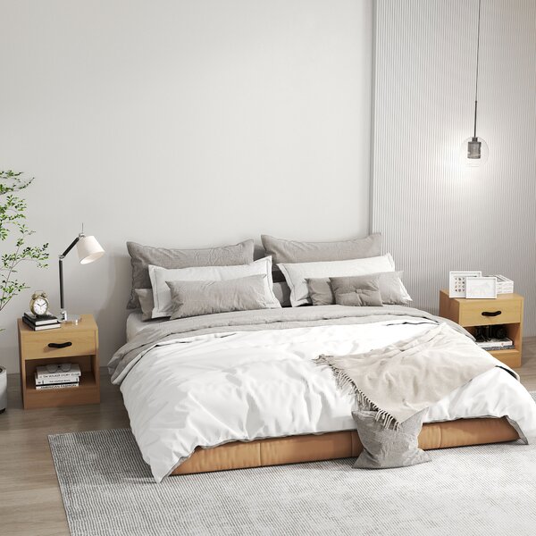 HOMCOM Set di 2 Comodini con Cassetto e Scomparto Aperto per Salotto 39x28x41 cm Naturale | Aosom Italy