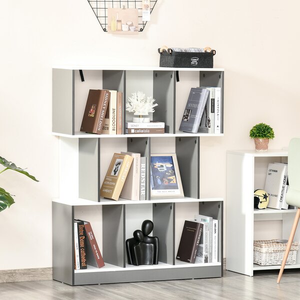 HOMCOM Mobile Libreria a 8 Ripiani per Soggiorno e Camera da Letto, in Legno, 100x24x124 cm, Grigio Carbone | Aosom Italy