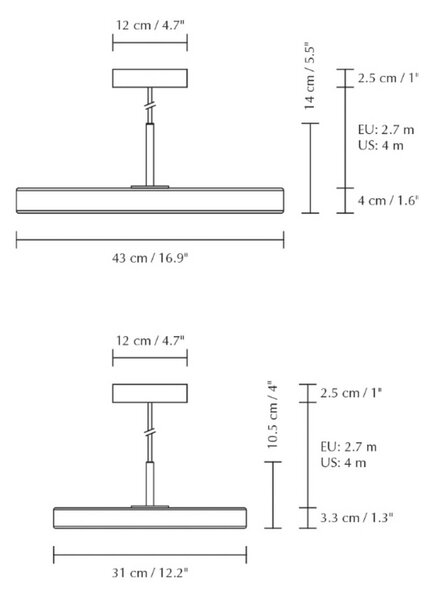 UMAGE Lampada a sospensione Asteria Plus Medium, dimmerabile, Nero, Soggiorno / Sala da pranzo, Metallo, Design, Lampada a sospensione