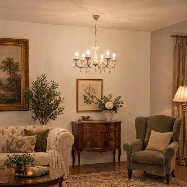 BRILAGI - Lampadario a catena CLASSIC 6xE14/10W/230V crema/patina