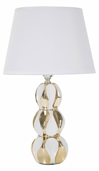 Lampada da tavolo in ceramica bianca e dorata Dimensioni � 28x h 46 cm in ceramica bianca dorata design sfere sovrapposte