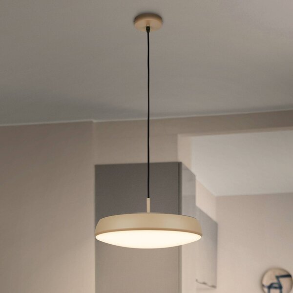 Briloner Lampada LED a sospensione Nala, beige, metallo/plastica, Ø 35 cm Nala, Crema / Ambra, Soggiorno / Sala da pranzo, Plastica, Moderno