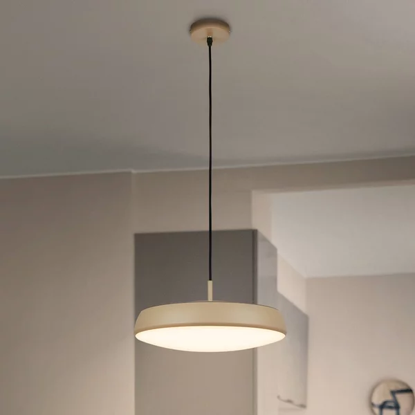 Briloner Lampada LED a sospensione Nala, beige, metallo/plastica, Ø 35 cm Nala, Crema / Ambra, Soggiorno / Sala da pranzo, Plastica, Moderno
