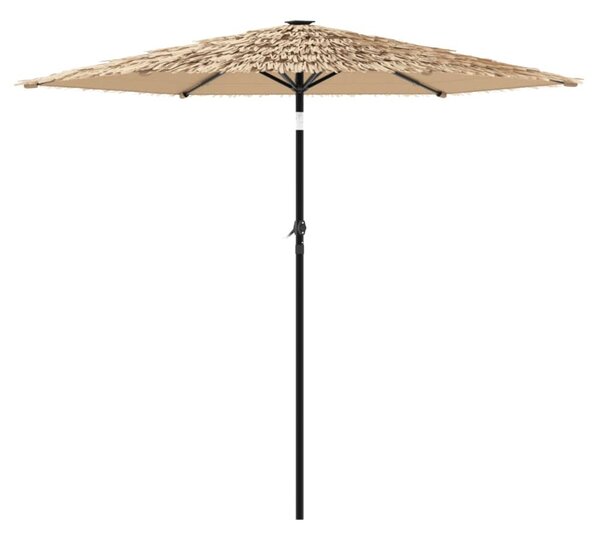 Ombrellone Giardino LED e Palo in Acciaio Marrone 268x268x226cm