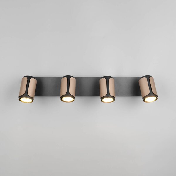 Trio Lighting Faretto da soffitto Gillan, caffè, a 4 luci, metallo, GU10 dimmerabile, Nero, Soggiorno / Sala da pranzo, Metallo, Moderno, Faretto