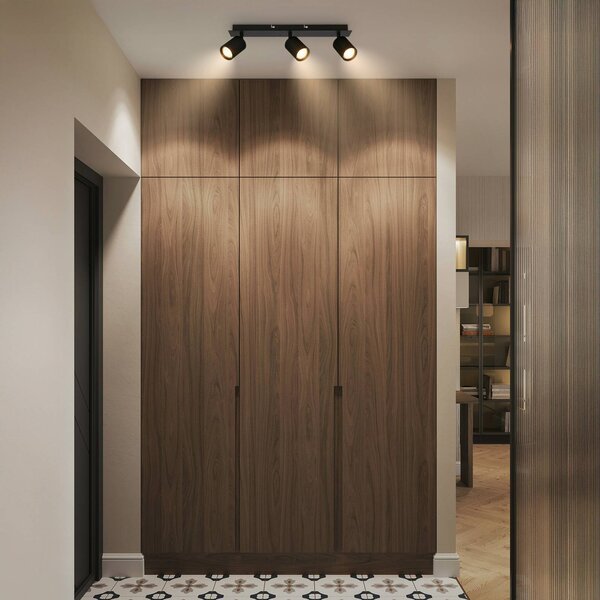 Briloner Faretto da soffitto Ida, nero, a 3 luci, plastica/metallo dimmerabile, Nero, Soggiorno / Sala da pranzo, Plastica, Moderno, Faretto