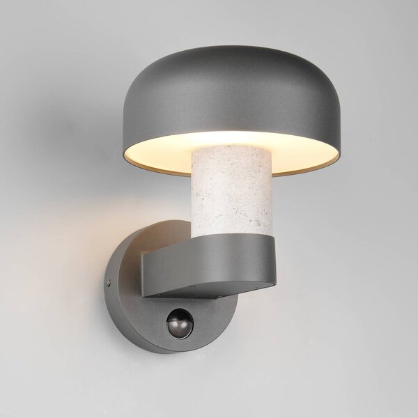 Trio Lighting Applique da esterno Fraser Sensor grigio/effetto cemento, alluminio IP54 E27, Alluminio / Grigio / Zincato, Alluminio