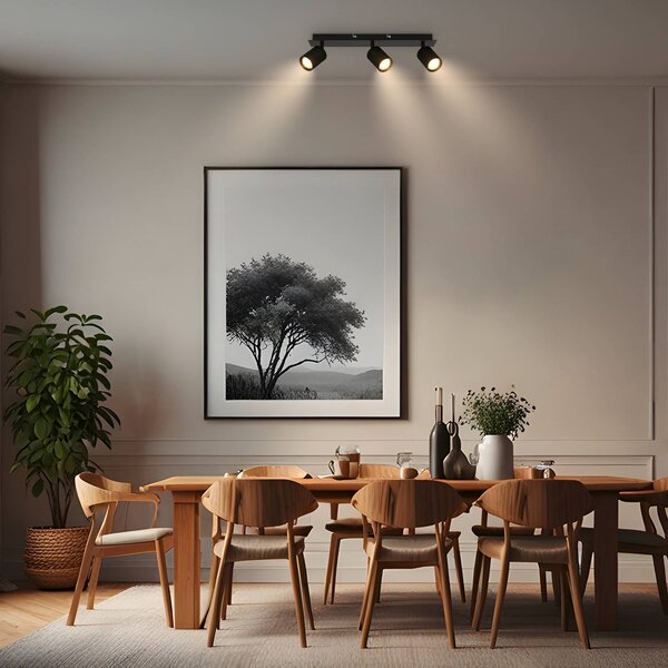 Briloner Faretto da soffitto Ida, nero, a 3 luci, plastica/metallo dimmerabile, Nero, Soggiorno / Sala da pranzo, Plastica, Moderno, Faretto