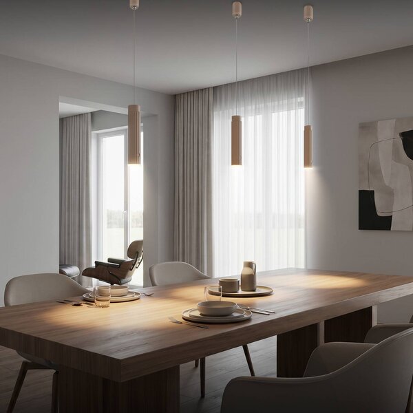 Briloner Lampada LED a sospensione Hang, beige, in plastica, dimmerabile, Crema / Ambra, Soggiorno / Sala da pranzo, Plastica, Moderno