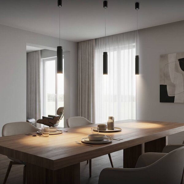 Briloner Lampada LED a sospensione Hang, nera, in plastica, dimmerabile, Nero, Soggiorno / Sala da pranzo, Plastica, Moderno