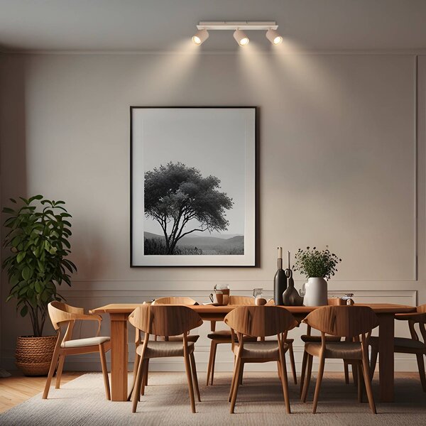 Briloner Faretto da soffitto Ida, beige, a 3 luci, plastica/metallo dimmerabile, Crema / Ambra, Soggiorno / Sala da pranzo, Plastica, Moderno, Faretto