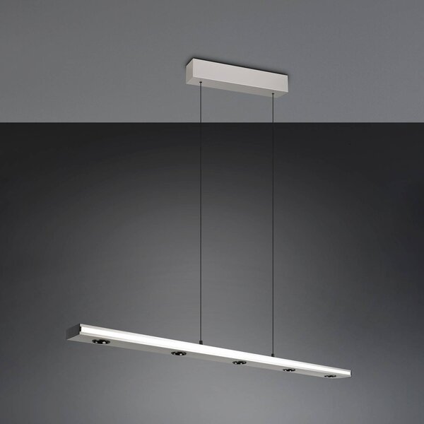 Trio Lighting Lampada LED a sospensione Graham, nichel, metallo, up/down, CCT, dimmerabile, Alluminio / Grigio / Zincato, Soggiorno / Sala da pranzo, Metallo, Moderno