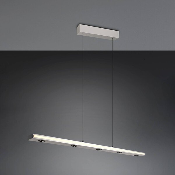 Trio Lighting Lampada LED a sospensione Graham, nichel, metallo, up/down, CCT, dimmerabile, Alluminio / Grigio / Zincato, Soggiorno / Sala da pranzo, Metallo, Moderno