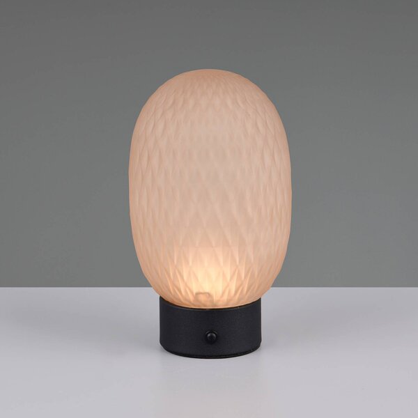 Trio Lighting Lampada da tavolo a LED Facette, dimmerabile, Crema / Ambra, Soggiorno / Sala da pranzo, Vetro, Lampada da tavolo LED