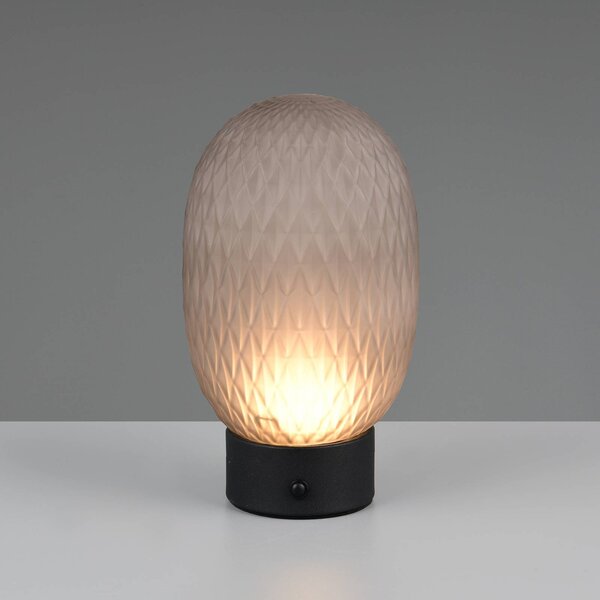 Trio Lighting Lampada da tavolo a LED Facette, dimmerabile, Alluminio / Grigio / Zincato, Soggiorno / Sala da pranzo, Vetro, Lampada da tavolo LED