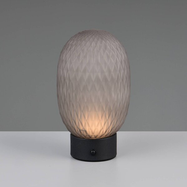 Trio Lighting Lampada da tavolo a LED Facette, dimmerabile, Alluminio / Grigio / Zincato, Soggiorno / Sala da pranzo, Vetro, Lampada da tavolo LED