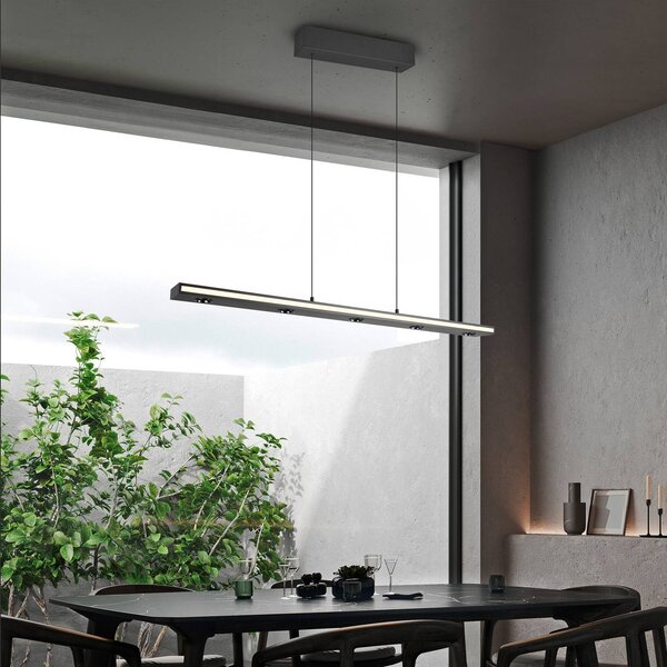 Trio Lighting Lampada LED a sospensione Graham, nero, metallo, up/down, CCT, dimmerabile, Nero, Soggiorno / Sala da pranzo, Metallo, Moderno