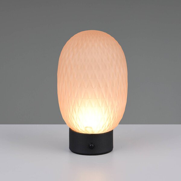 Trio Lighting Lampada da tavolo a LED Facette, dimmerabile, Crema / Ambra, Soggiorno / Sala da pranzo, Vetro, Lampada da tavolo LED