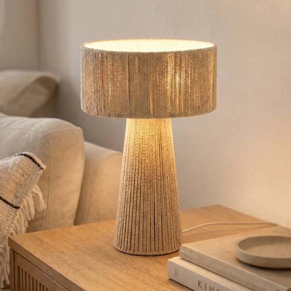 Lampada da tavolo Anuva Lindby, Crema / Ambra, Soggiorno / Sala da pranzo, Carta / Lunolit / Lunopal, Campagna / Rustiche, Lampada da tavolo