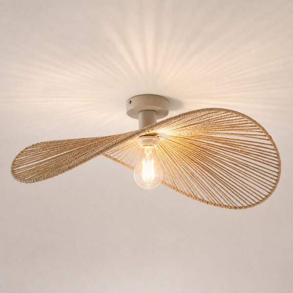 Plafoniera soffitto Valdorin Lindby, dimmerabile, Crema / Ambra, Soggiorno / Sala da pranzo, Carta / Lunolit / Lunopal, Moderno, Plafoniera