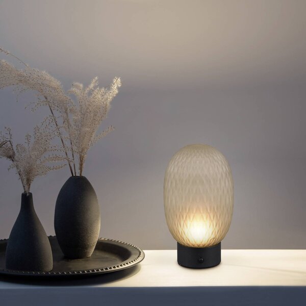 Trio Lighting Lampada da tavolo a LED Facette, dimmerabile, Verde, Soggiorno / Sala da pranzo, Vetro, Lampada da tavolo LED
